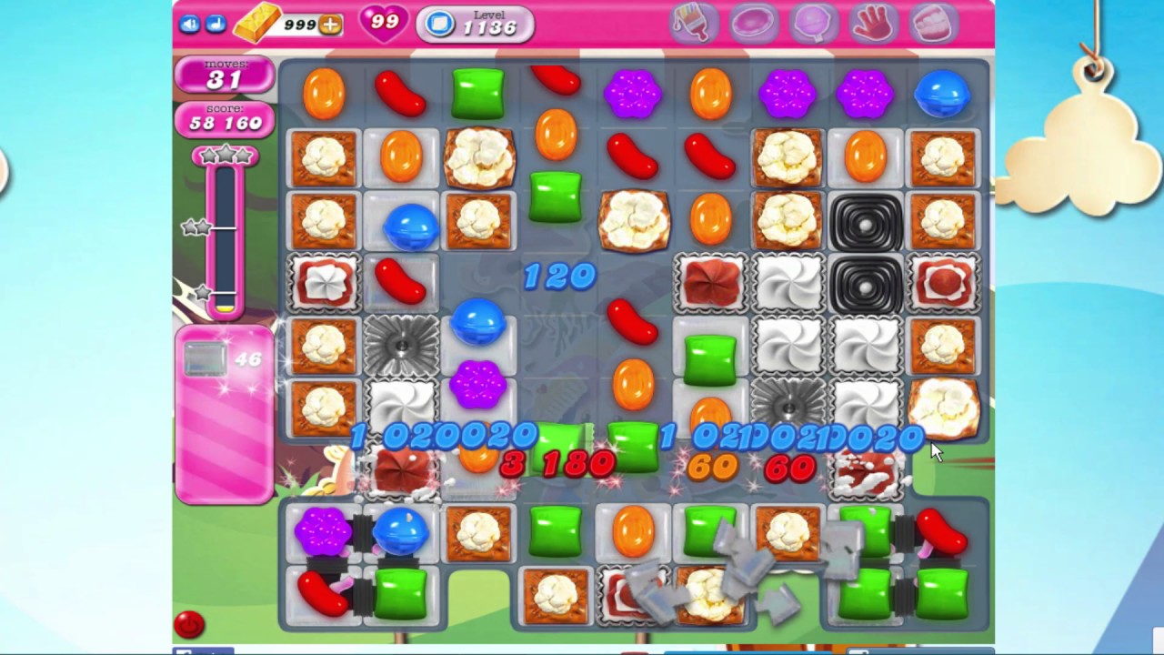 Candy Crush Saga level 1136 - YouTube