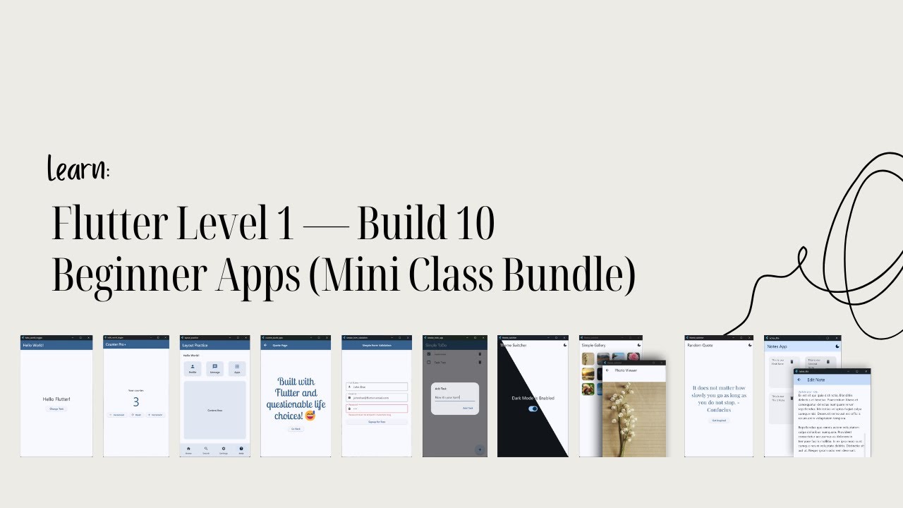 Flutter Level 1 — Build 10 Beginner Apps (Mini Class Bundle) - YouTube