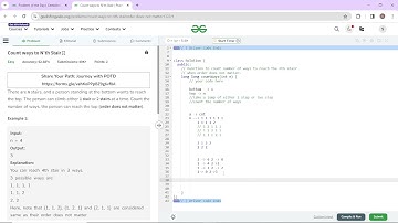 GFG POTD Count Ways to Nth Stair O(1) Time and space.
