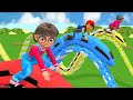 【踏切アニメ】曲がりくねったでこぼこの道を走る新幹線のレース【カンカン】踏切 🚦 Railroad crossing winding and bumpy rail tracks , part 2