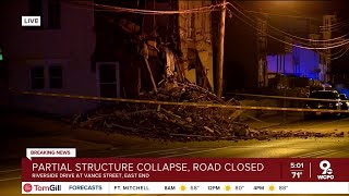 Firefighters on scene of partial building collapse in East End