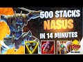 WILD RIFT | HOW TO GET 500 STACKS IN 14 MINUTES ON NASUS! |  NaSUS Gameplay | Guide & Build