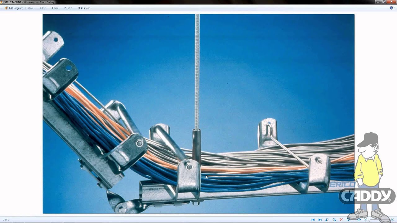 Erico Caddy U Hook Cat200CM on Unistrut for cable tray alternative