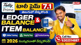 Tally Prime 7.1 Telugu | Ledger Balance &amp; Item Balance Posting Explained