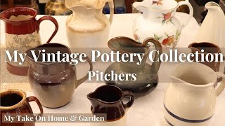 My Vintage Stoneware Pitcher Collection!! //Hull, Roseville, Bauer