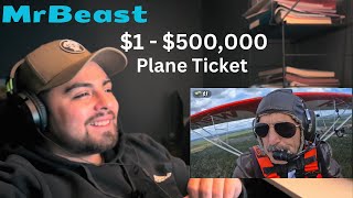 MrBeast $1 vs $500,000 Plane Ticket! Reaction