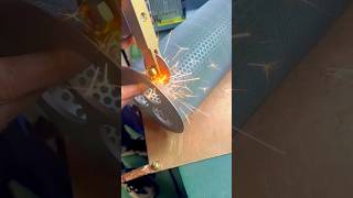 Welding and Joining a Metal Mesh Cylinder with Precision Using a High Speed Tool #shorts
