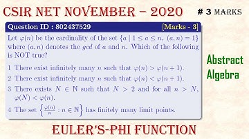||CSIR NET NOVEMBER - 2020|| Question ID : 802437529;|| Abstract Algebra|| Euler