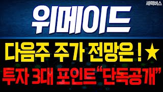 위메이드 주가. 다음주 전망은?! 투자 포인트 살펴보기. (중요 내용 재업)