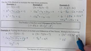 MATH 1030 Section 5 3 Special Products
