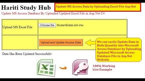 Update Access Database by Uploading Excel File in Asp.Net C# | Hindi | Free Online Classes