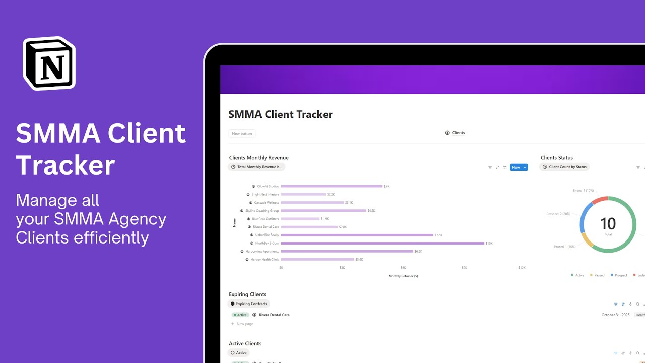 SMMA Client Tracker (Free Notion Template for Social Media Marketing Agencies)