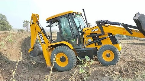 JCB Backhoe Loader Carrying Stone and Working For Bridge Foundation Construction-JCB Machine MD