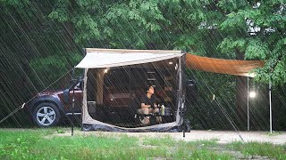 ☔ Trapped Camping in the Rain 📢Alone in a dangerous water bomb | DEFENDER 130