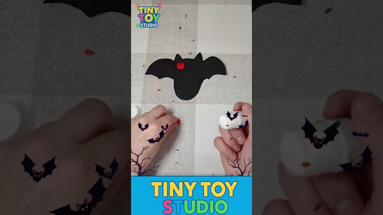 Halloween DIY Paper Bat Craft 🦇 Easy Halloween Short for Kids! | #TinyToyStudio