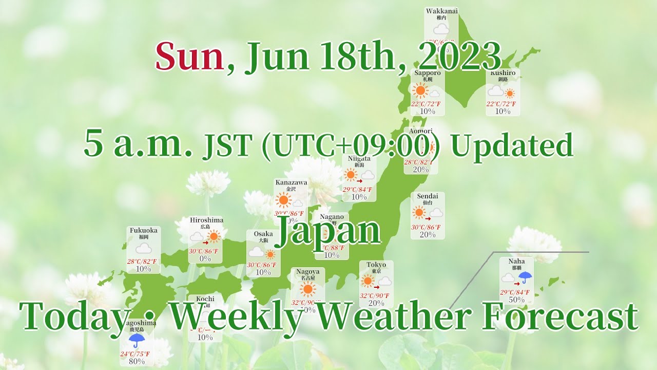 Sun, Jun 18th, 2023 Japan Today, Weekly Weather Forecast 5 a.m. JST