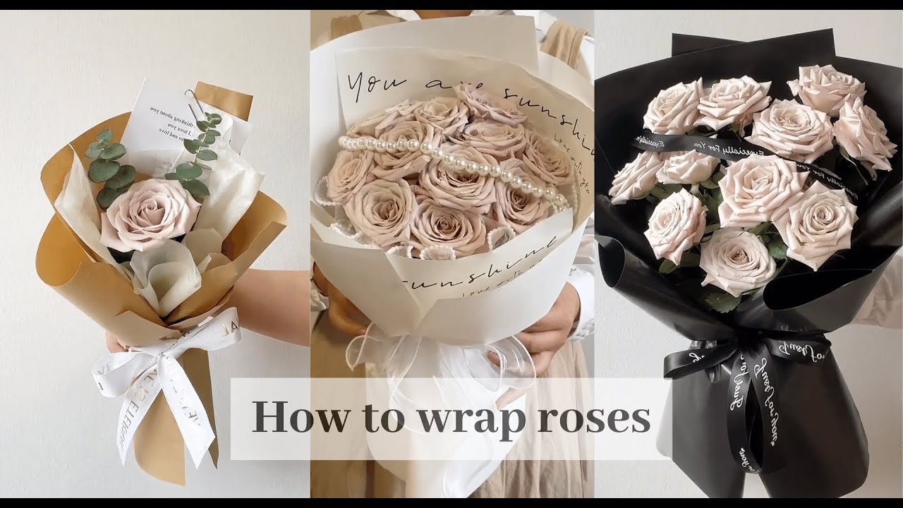 Roses Floral Bouquet Wrapping Tutorials(46) | Flower Bouquet Wrapping ...