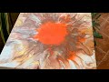 Acrylic pour on canvas - METALLICS AND SHOCKING ORANGE - first of a series - #5