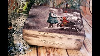 Decoupage Tutorial - Vintage Wooden Box with Children - DIY