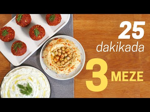 25 DAKİKADA TAM 3 NEFİS MEZE TARİFİ⚡️Haydari - Humus - Muhammara