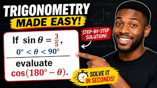 Solve This Trig Question Without Calculator | If sin θ = 3/5, Find cos(180° − θ)