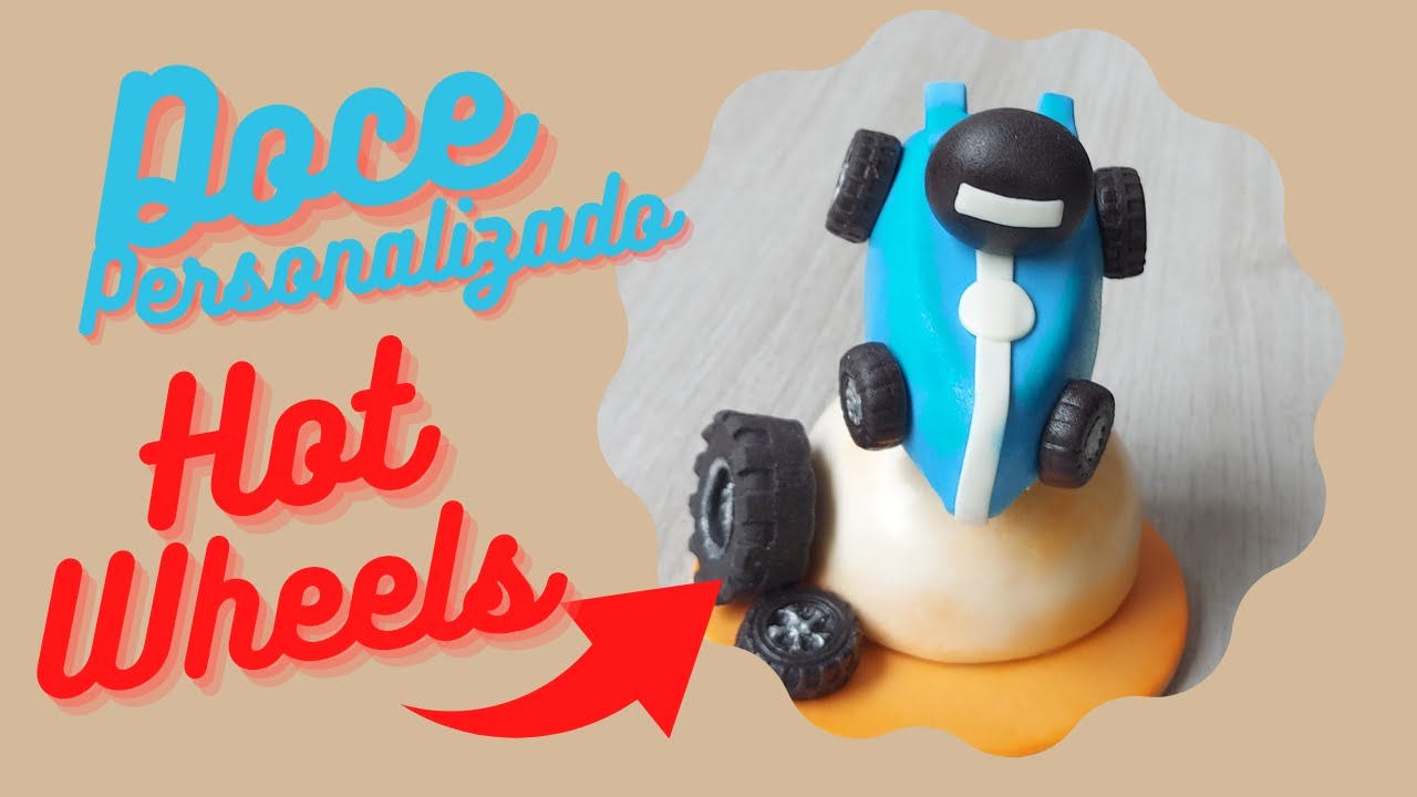 Doce personalizado Hot Wheels, doce cenário com decoração em pasta americana . Tutorial Fondant