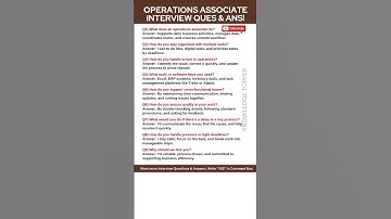 Operations Associate Interview Questions and Answers | Operations Associate Job Interview Questions