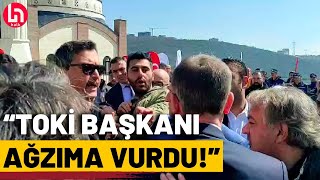 TOKİ Başkanı protestoya dayanamadı; hak sahibine yumruk attı! Resimi