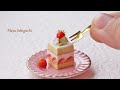 ミニチュア樹脂粘土　やっぱり作りたいショートケーキの作り方　How to make a miniature cake with air dry polymer clay. DIY