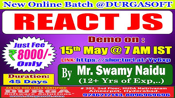 REACT JS Online Training @ DURGASOFT
