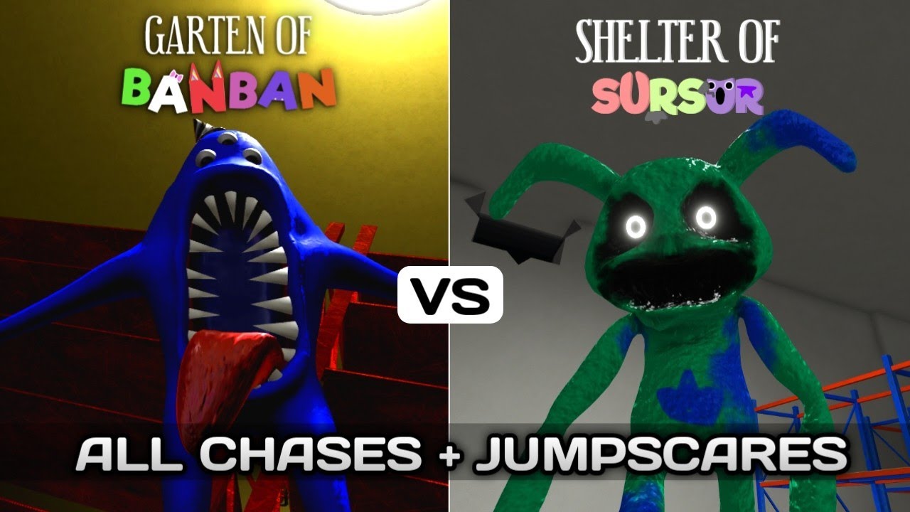 GARTEN OF BANBAN vs SHELTER OF SURSUR - ALL CHASES and JUMPSCARES Comparison!