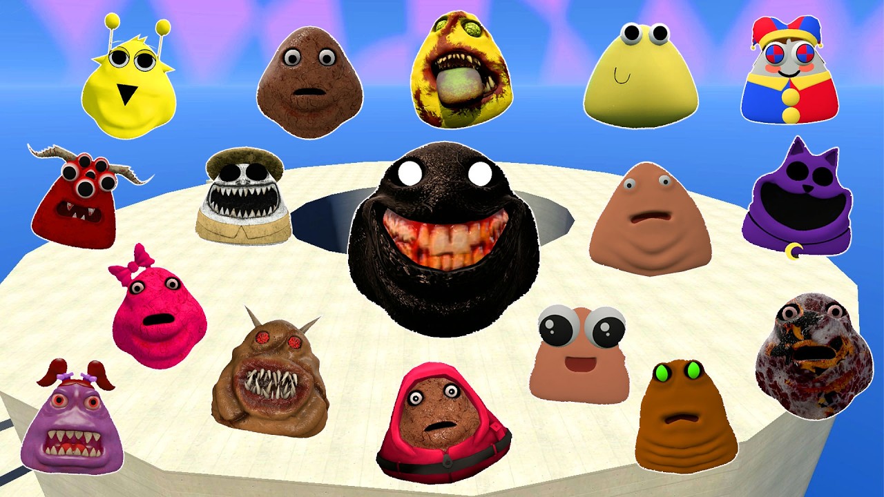 🔮SPARTAN KICKING POU BOU FAMILY FROM BOU'S REVENGE Of POU and SPRUNKI POU in SKY TOWER Garry's Mod!!