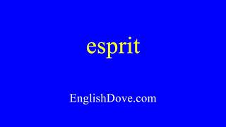 How To Pronounce Esprit In American English