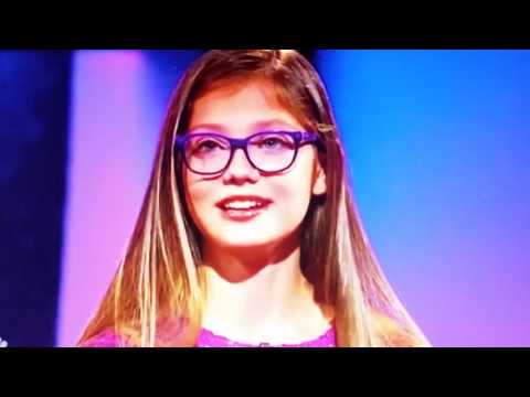 Mia Negovetic and Mr. Harvey talking - Little Big Shots