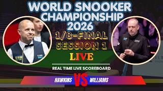 Mark Williams vs Barry Hawkins Live Score : 2026 World Snooker Championship 1/8-Finals, Session 1