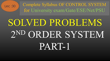 Lec-30 Problems Based on Second  order System Part 1 | Control System | R K Classes | Hindi + Eng |