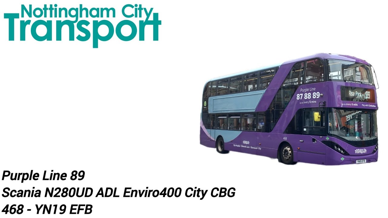 NCTX Buses 468 - YN19 EFB | Scania N280UD ADL E400 City | Purple