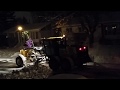 John Deere 870 GP Grader Snow Plowing Operations at Night