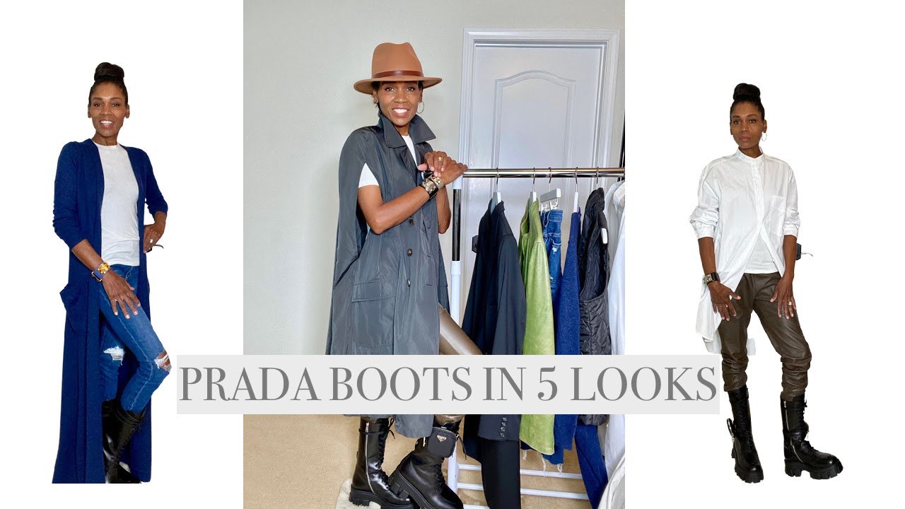 PRADA MONOLITH COMBAT BOOTS W/ 5 FASHION LOOKS TRENDS OVER AGE 40 YouTube
