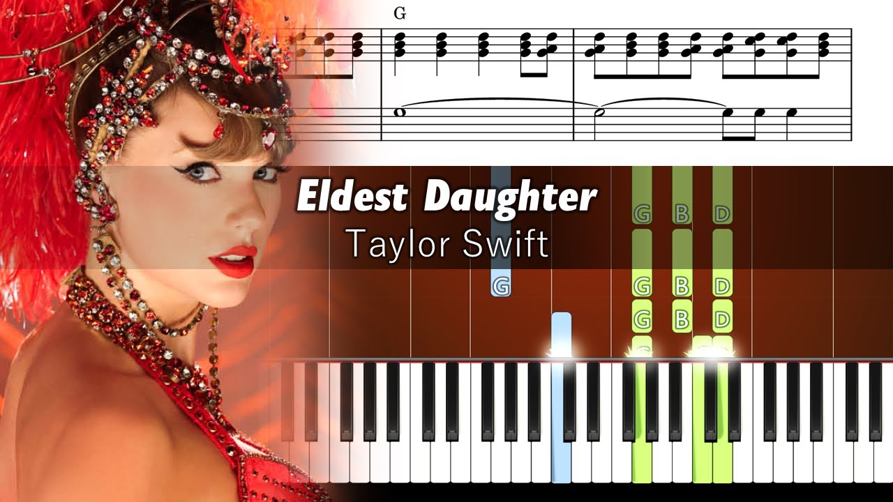 Taylor Swift - Eldest Daughter - Accurate Piano Tutorial with Sheet Music