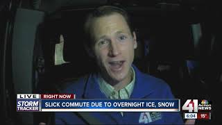 Snowy road conditions lead to slick roads for Wednesday morning commute in Kansas City