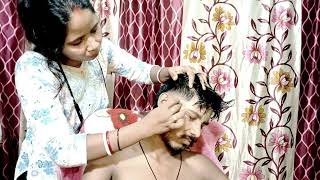 Amazingly Relaxing cosmic Head massage junior baba ! Indian ASMR deep tissue massage Indian barber 😞