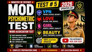 WAT MOD 7-16 Test 5 Word Association Test Ministry of defence psychometric Test 2026 Words Sentences