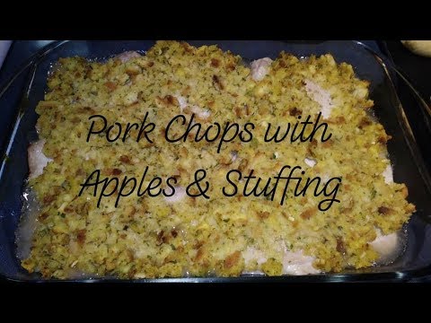 Pork Chops with Apples and Stuffing!