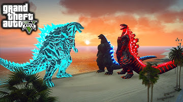 Godzilla Earth ゴジラ・アース Vs Red Shin Godzilla, Heisei Godzilla ( GTA V Mods )