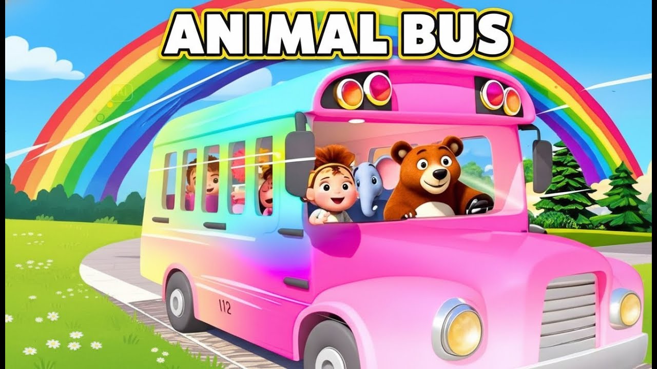 Wheels on the Bus Animal World – Bright 3D Cartoon Nursery Rhyme for Kids Learning Fun