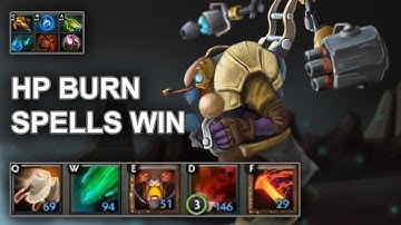 Dota 2 Custom Hero Chaos - Tinker HP Burn Damage Spells Win - No Rearm No Problem