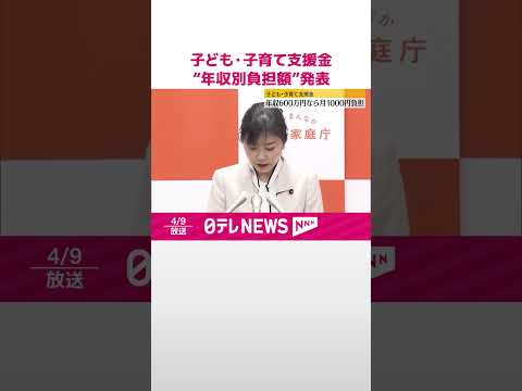 【「子ども・子育て支援金」】年収600万円なら月1000円負担  被用者保険での年収別負担額を発表  #shorts