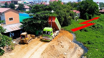 GREAT Team Work Build Road Construction Full VIDEO Processing by Stronger Big Dozer with Dump Trucks