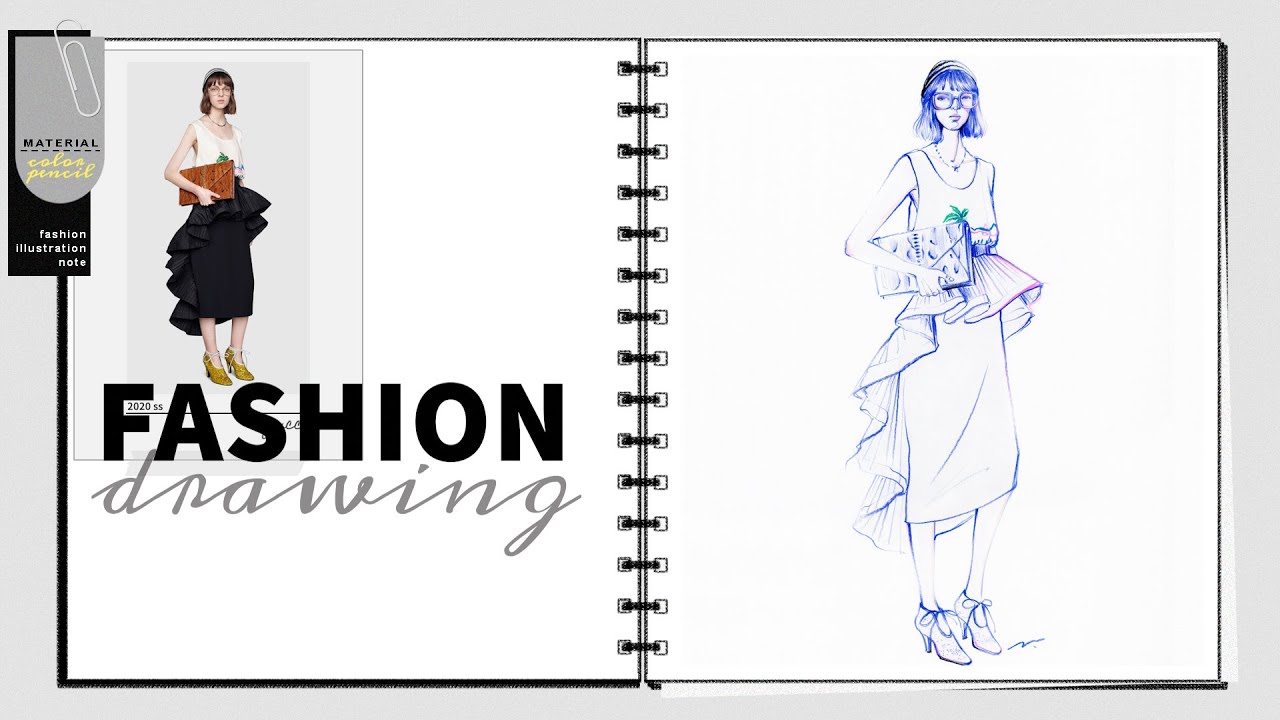 FASHION Drawing 03 _ color pencil - YouTube
